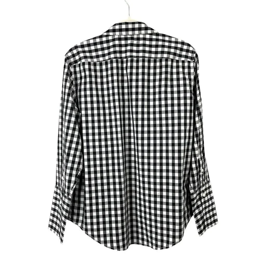 J. Crew Garçon shirt‎ in gingham cotton poplin Sz 0 BP610 black white